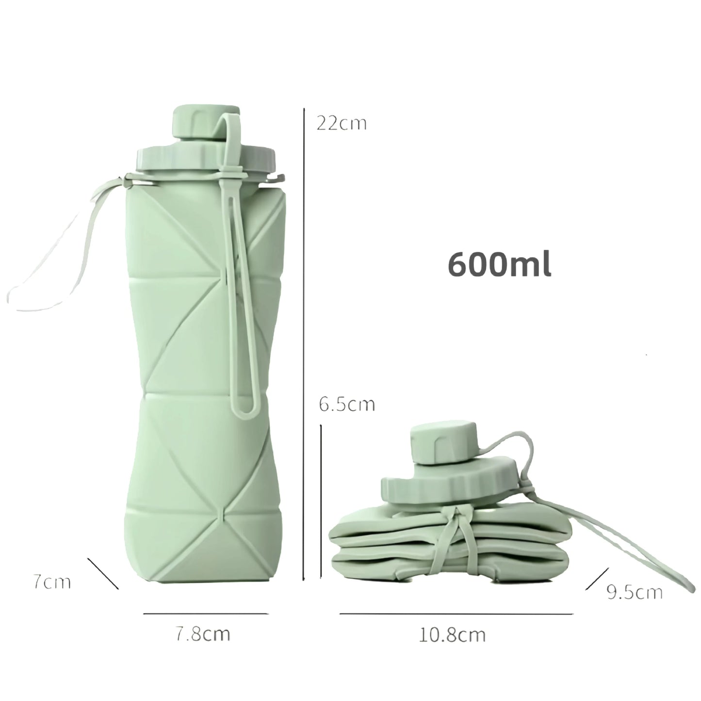Space Saving 600ml Foldable Travel Bottle – BPA Free & Leak Proof