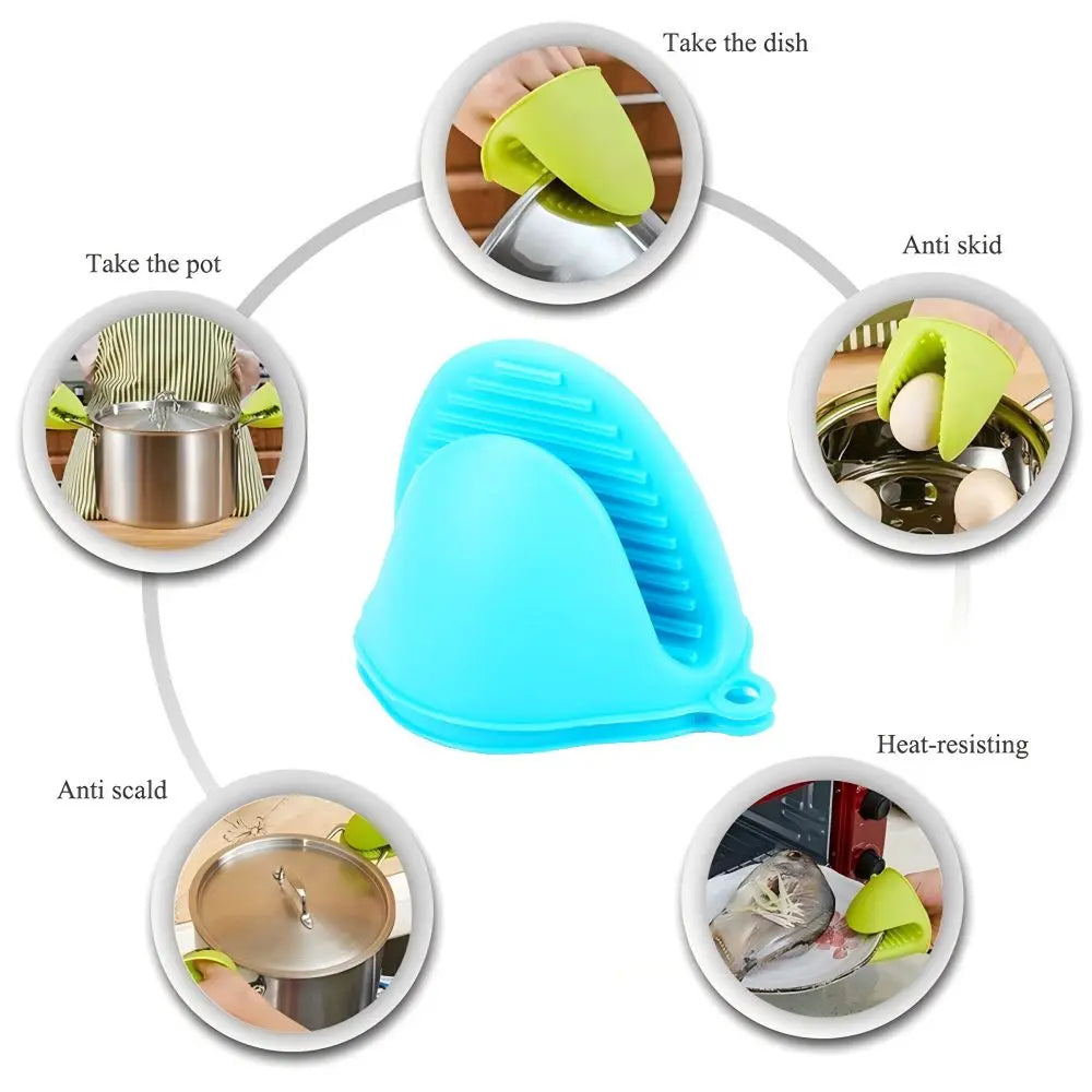 Heat Resistant Silicone Hand Clips - Insulated & Non Slip for Hot Utensils