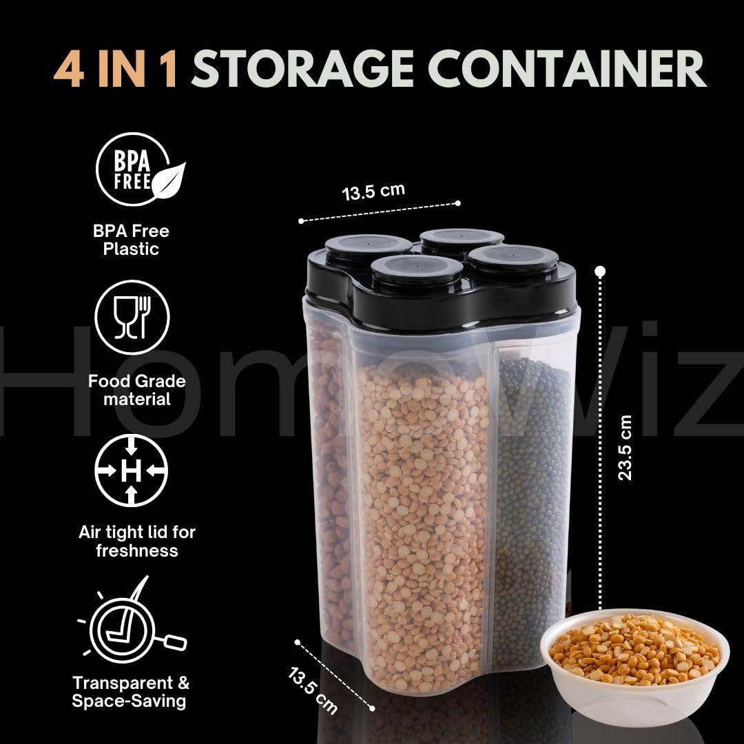 Space Saving Airtight Kitchen Container – 4 in 1 (2500ml) Storage & BPA Free
