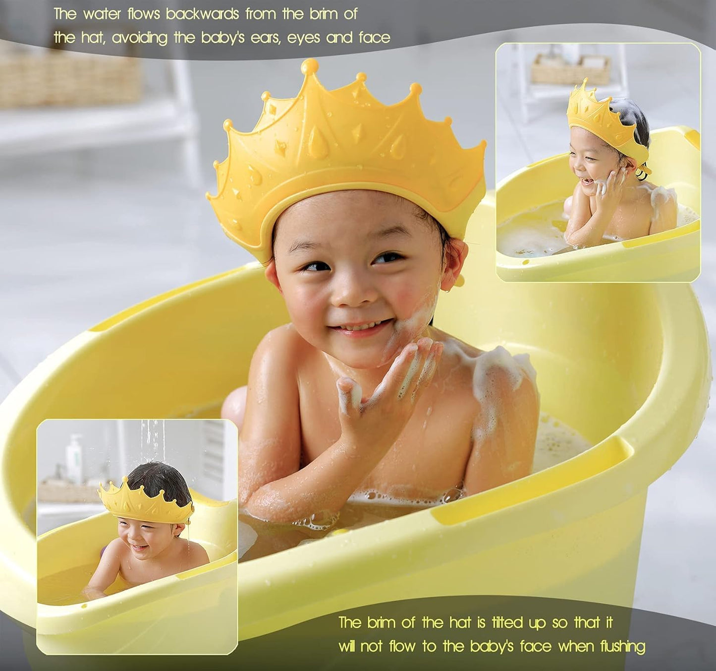 Waterproof Baby Shower Cap – Adjustable Silicone Bathing Hat