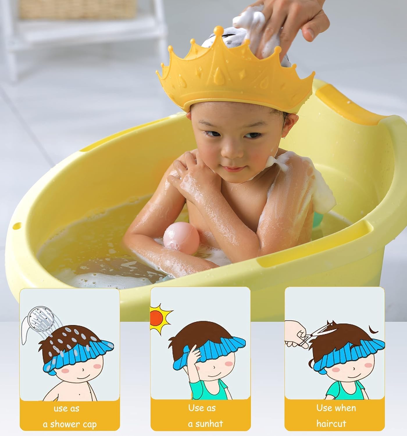 Waterproof Baby Shower Cap – Adjustable Silicone Bathing Hat