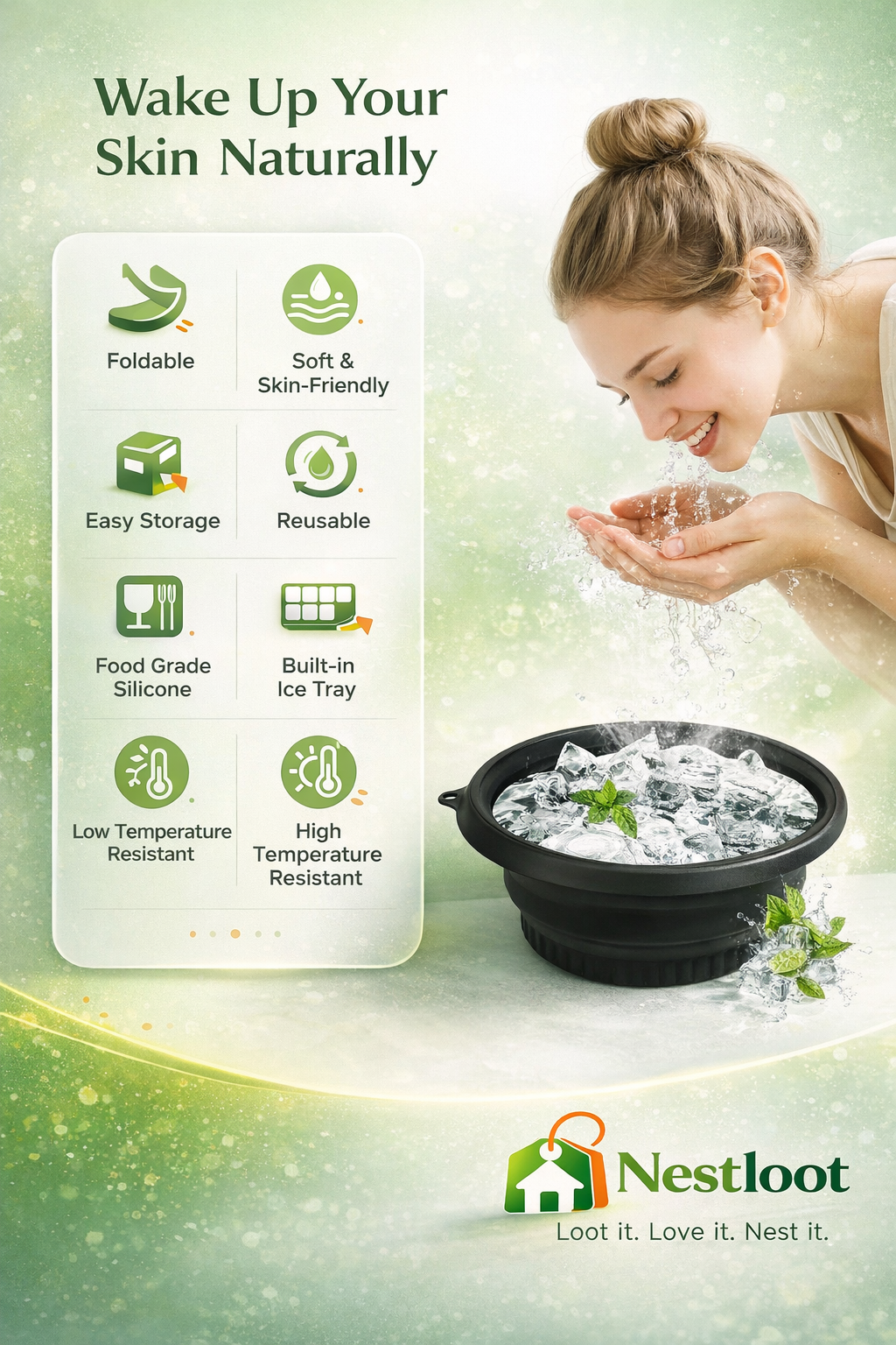 Face Ice Bowl with built in ice Tray – Skin Tightening & Acne Relief