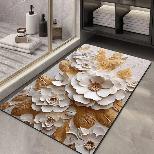 3D Flower Anti Skid Floor Mat – Quick Dry & Soft Cushion