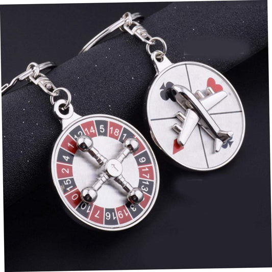 Rotating Compass Keychain – Casino & Aircraft Metal Key Ring